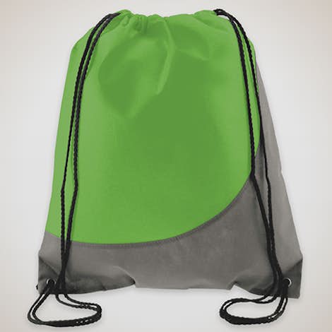 Promotional Non-Woven Colorblock Drawstring Bag - Lime
