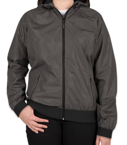 Sport-Tek Ladies Embossed Full Zip Hooded Jacket - Graphite / Black