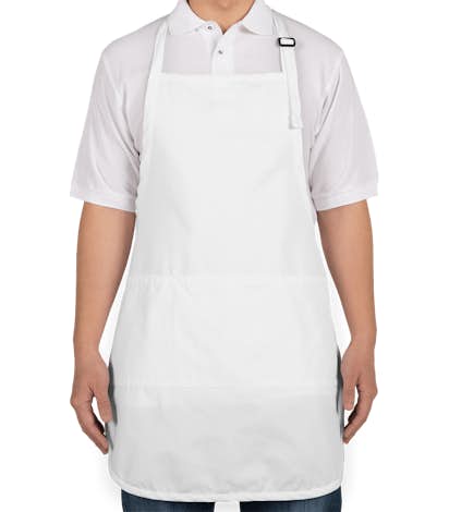 Stain Release Full Length Apron - Embroidered - White