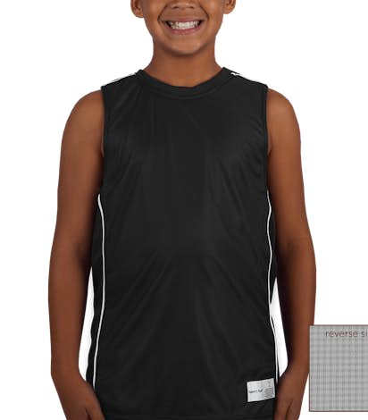 Sport-Tek Youth Micro-Mesh Reversible Sleeveless Jersey - Black / White