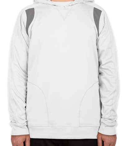 Team 365 Contrast Performance Pullover Hoodie - White / Sport Graphite