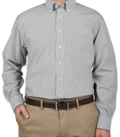 Devon & Jones Banker Stripe Dress Shirt - Navy