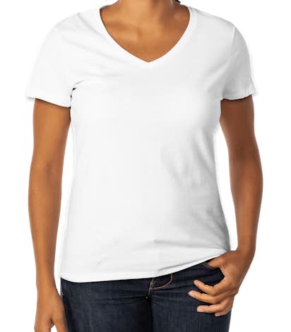 Hanes Ladies V-Neck Nano-T - White