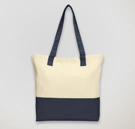 Medium Colorblock Cotton Tote - Color: Natural / Navy