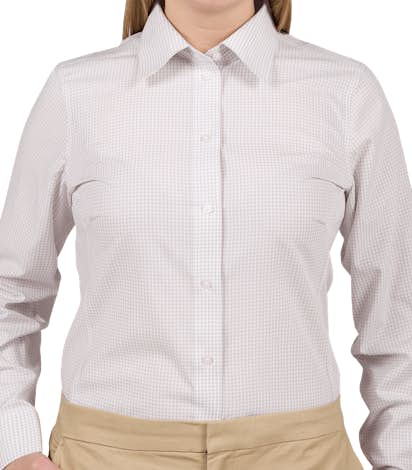Devon & Jones Ladies Gingham Dress Shirt - Silver
