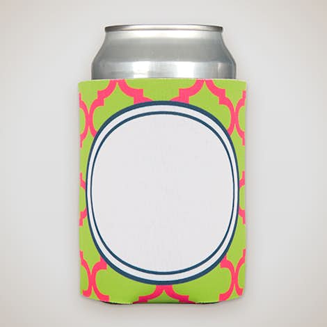 Moroccan Tile Foldable Can Cooler - Vibrant Lime / Hot Pink