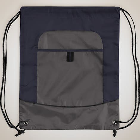 Port Authority Pocket Drawstring Bag - True Navy / Deep Smoke