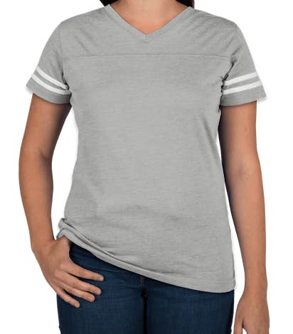 LAT Ladies Varsity V-Neck T-shirt - Vintage Heather
