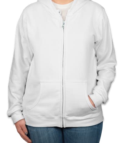 Gildan Ladies Midweight Zip Hoodie - White