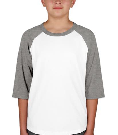 Sport-Tek Youth Baseball Raglan - White / Heather Grey