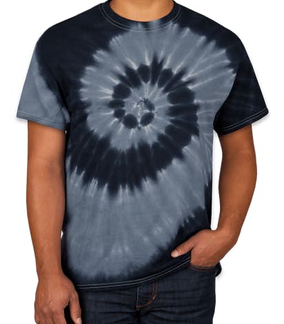 Dyenomite 100% Cotton Two-Tone Spiral Tie-Dye T-shirt - Black