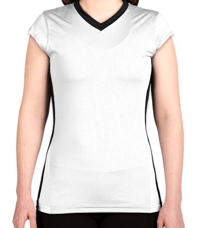Augusta Juniors Colorblock Mesh Volleyball Shirt - White / Black / White
