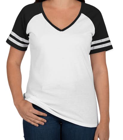 District Ladies Game Time V-Neck T-shirt - White / Black