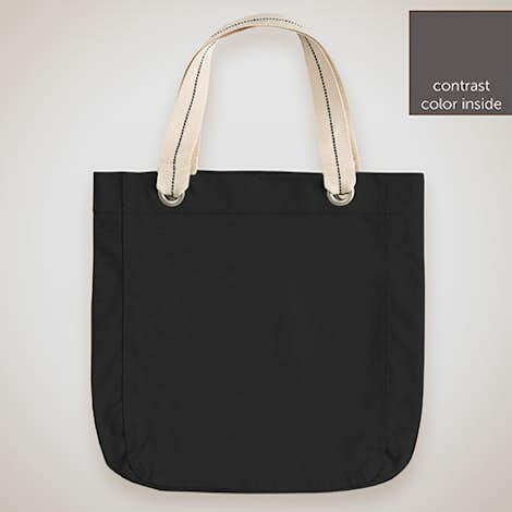 Garment Washed Cotton Canvas Contrast Tote - Black