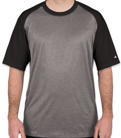 Badger Pro Heather Short Sleeve Baseball Raglan - Steel / Black