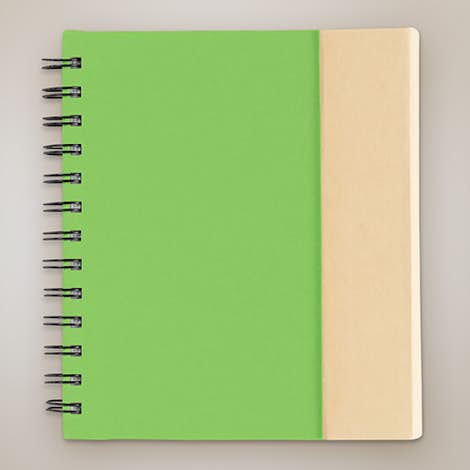 Organized Lock-it Spiral Notebook w/ Pen - Green