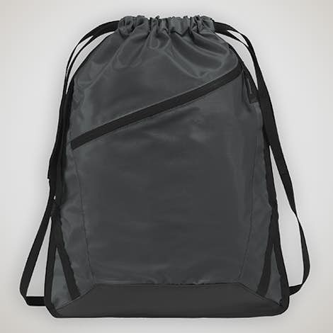 Adjustable Strap Contrast Zipper Drawstring Bag - Graphite Grey / Black