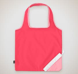 Contrast Foldaway Shopper Tote - Color: Peony Pink / Deep Pink