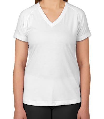 Sport-Tek Ladies Ultimate V-Neck Performance Shirt - White