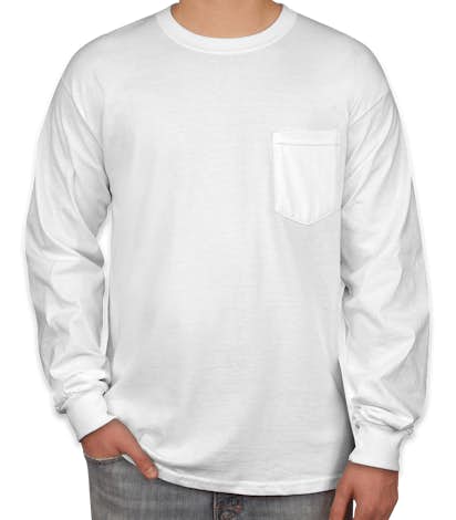 Gildan Ultra Cotton Long Sleeve Pocket T-shirt - White