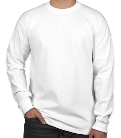 Bayside 100% Cotton USA Long Sleeve T-shirt - White