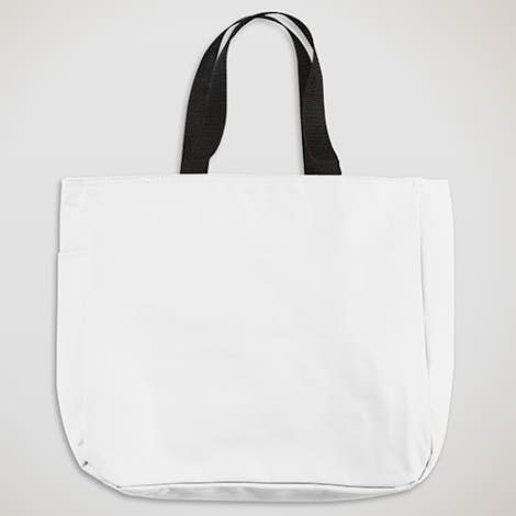 Durable Side Pocket Poly Canvas Tote - White