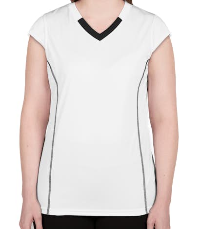 Augusta Ladies Contrast V-Neck Volleyball Jersey - White / Black