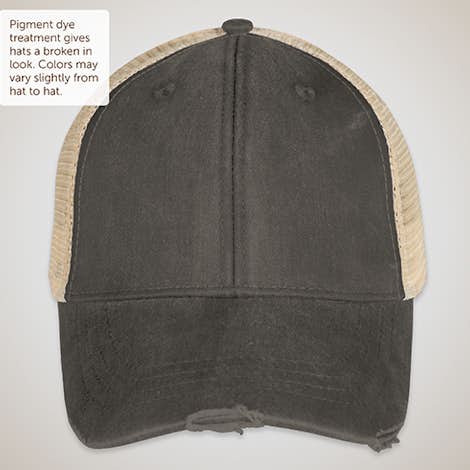 Adams Pigment Dyed Distressed Trucker Hat - Black / Tan