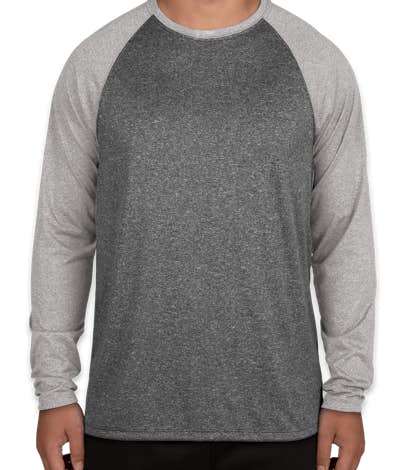 Augusta Heather Raglan Long Sleeve Performance Shirt - Black Heather / Athletic Heather
