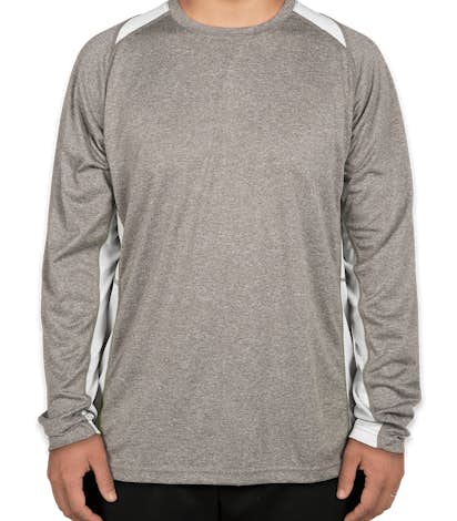 Sport-Tek Long Sleeve Heather Colorblock Performance Shirt - Vintage Heather / White