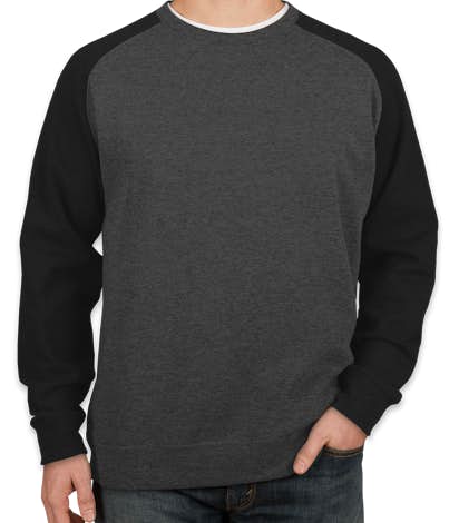Independent Trading Heather Raglan Crewneck Sweatshirt - Charcoal Heather / Black