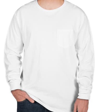 Port & Company Pigment Dyed Long Sleeve Pocket T-shirt - White