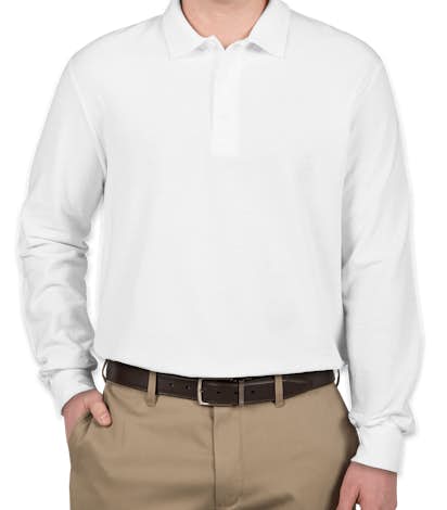 Gildan Dryblend Double Pique Long Sleeve Polo - White