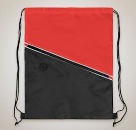 Contrast Zipper Drawstring Bag - Color: Red