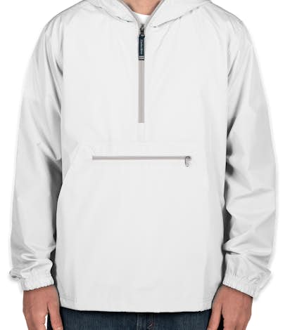 Charles River Pack-N-Go Hooded Packable Anorak - Screen Printed - White