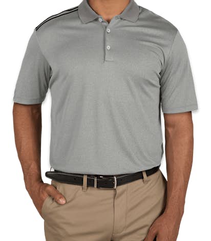 Adidas Climacool 3-Stripes Shoulder Polo - Medium Grey Heather