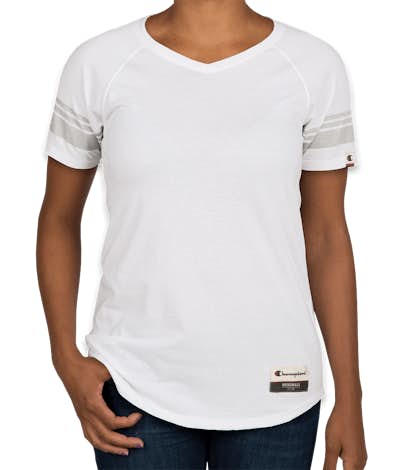 Champion Authentic Ladies Tri-Blend Varsity T-shirt - White