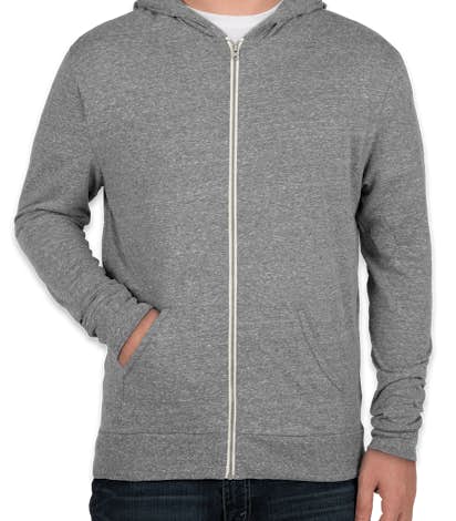 Threadfast Tri-Blend Full Zip T-shirt Hoodie - Grey Triblend