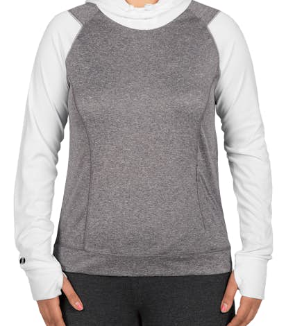 Holloway Ladies Ultra Lightweight Hooded Performance Shirt - Graphite Heather / White