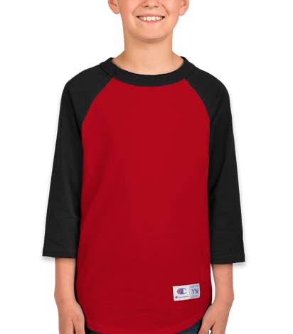 Champion Youth Baseball Raglan - Scarlet / Black