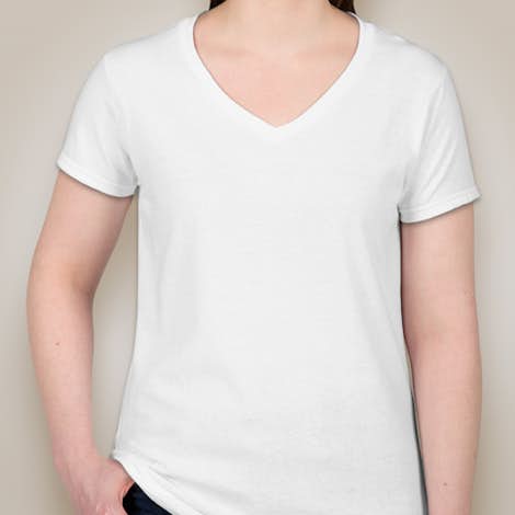 Canada - Gildan Ladies 100% Cotton V-Neck T-shirt - White
