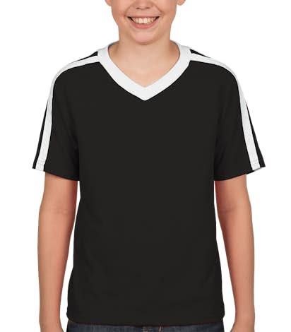 Augusta Youth Shoulder Stripe Jersey T-shirt - Black / White