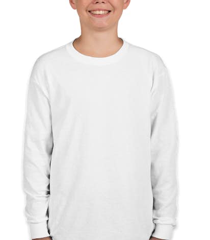 Gildan Youth 100% Cotton Long Sleeve T-shirt - White