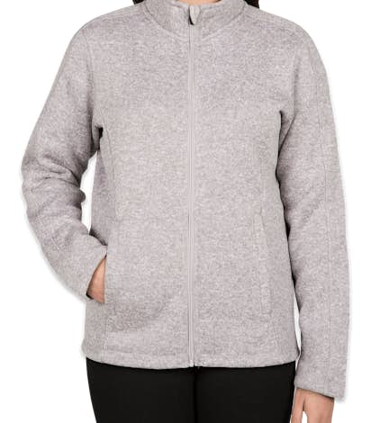 Devon & Jones Ladies Full Zip Sweater Fleece Jacket - Grey Heather