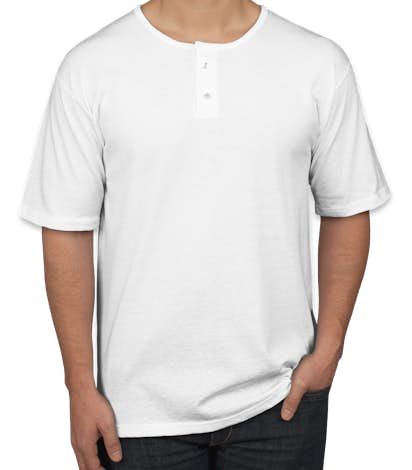 Augusta 2-Button Baseball Henley - White
