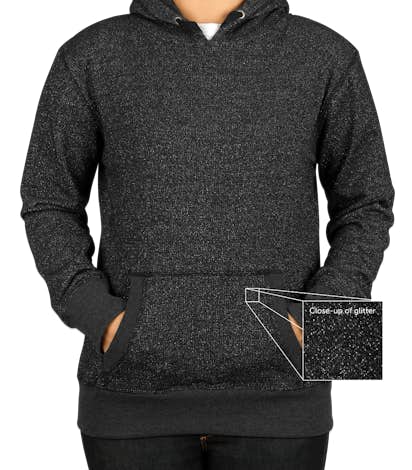 J. America Ladies Glitter Pullover Hoodie - Black