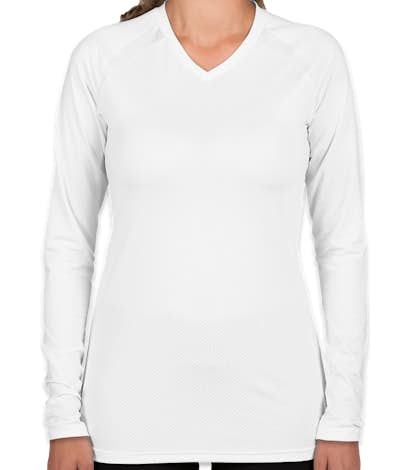 Augusta Juniors Long Sleeve Contrast Volleyball Jersey - White / White