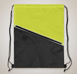 Contrast Zipper Drawstring Bag - Color: Lime Green