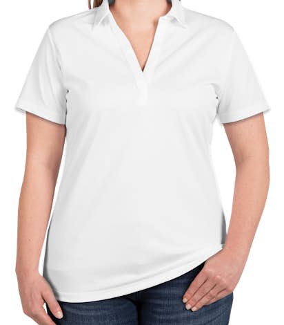 Port Authority Ladies Silk Touch Performance Polo - Screen Printed - White