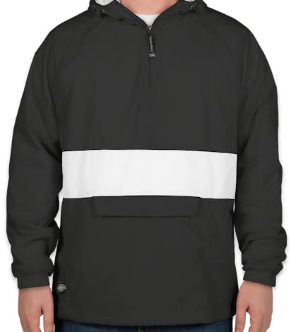 Charles River Classic Striped Hooded Packable Anorak - Black / White